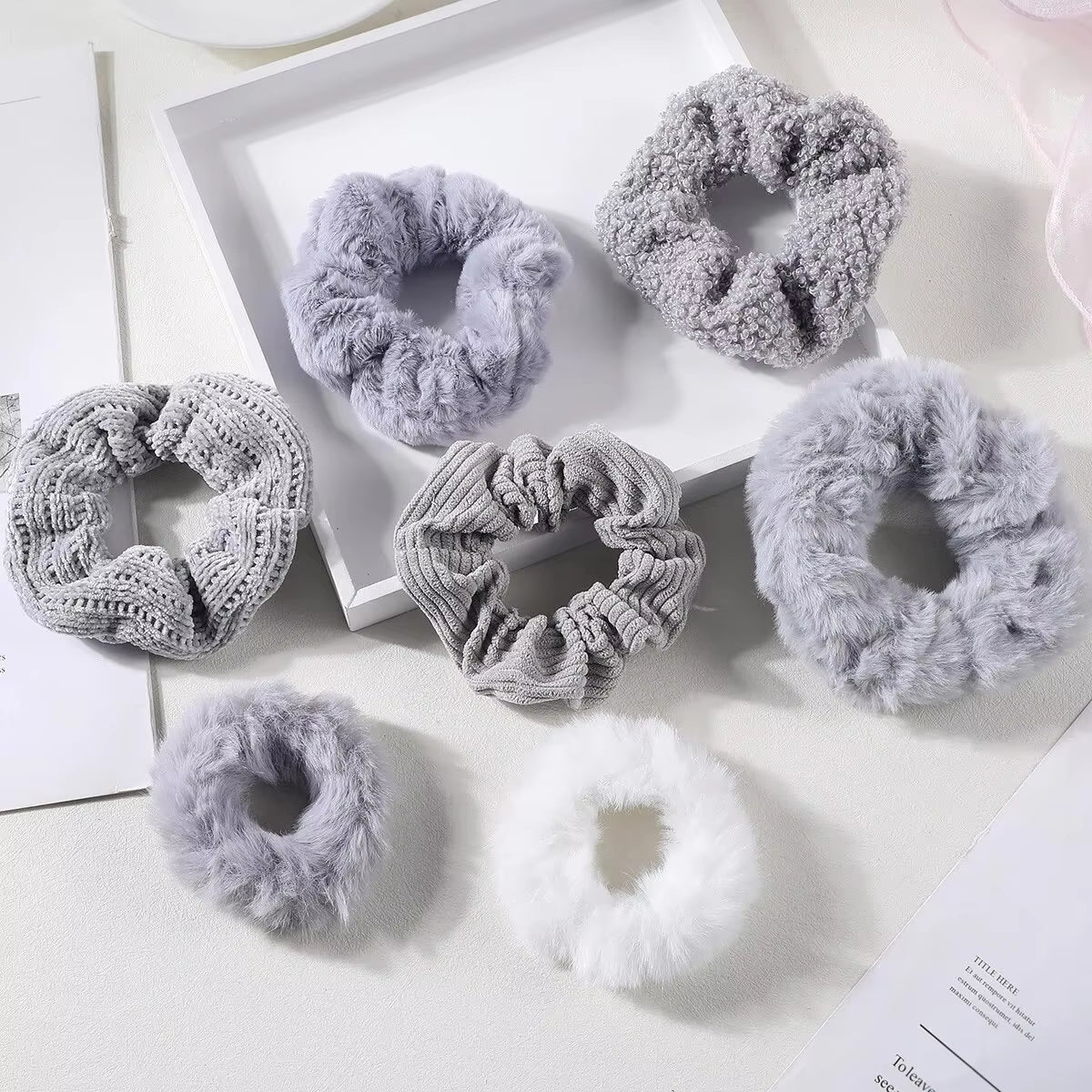 7/21 Pcs/Set Women Hair Scrunchies Set Plush Solid Hair Band for Girls Ponytail Holder Rubber Bands Hair Ties Hair Accessories